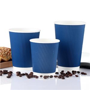 Blue Environmentally Friendly Practical Thickened Heat-insulated Biodegradable Corrugated Paper Cup
