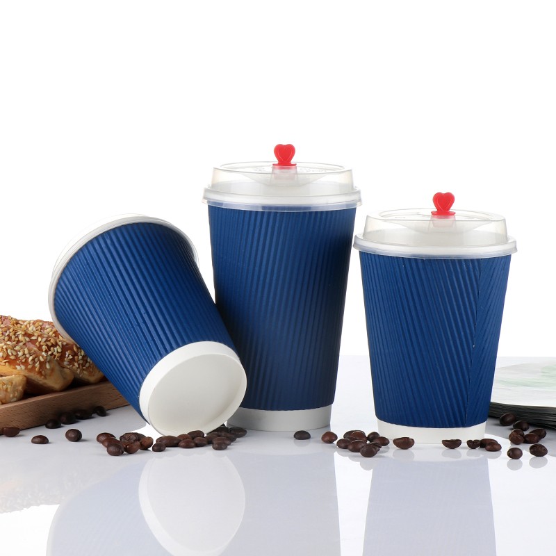 Blue Environmentally Friendly Practical Thickened Heat-insulated Biodegradable Corrugated Paper Cup