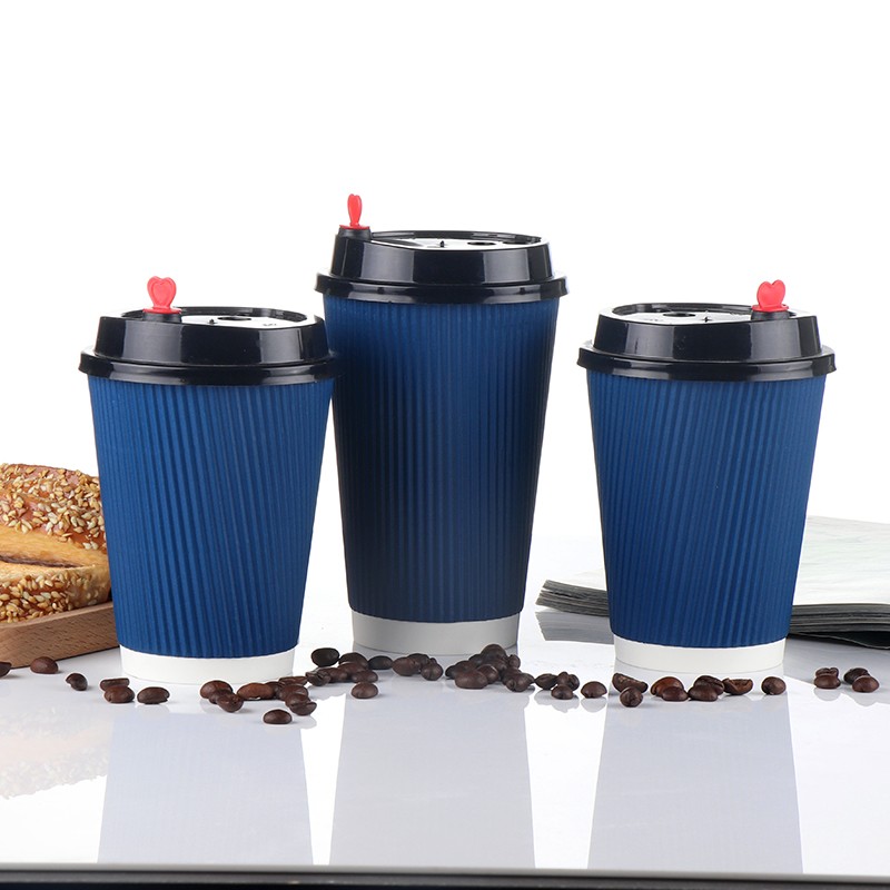 Blue Environmentally Friendly Practical Thickened Heat-insulated Biodegradable Corrugated Paper Cup