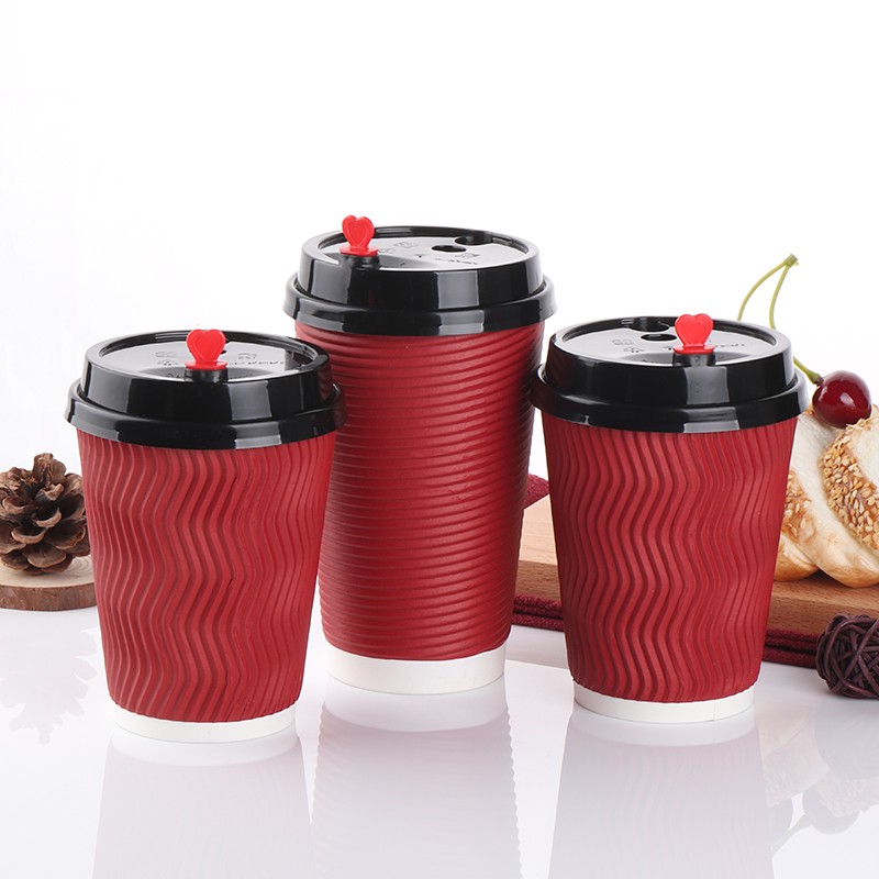 Red Environmentally Friendly Practical Thickened Heat-insulated Biodegradable Corrugated Paper Cup