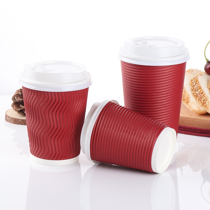 Red Environmentally Friendly Practical Thickened Heat-insulated Biodegradable Corrugated Paper Cup