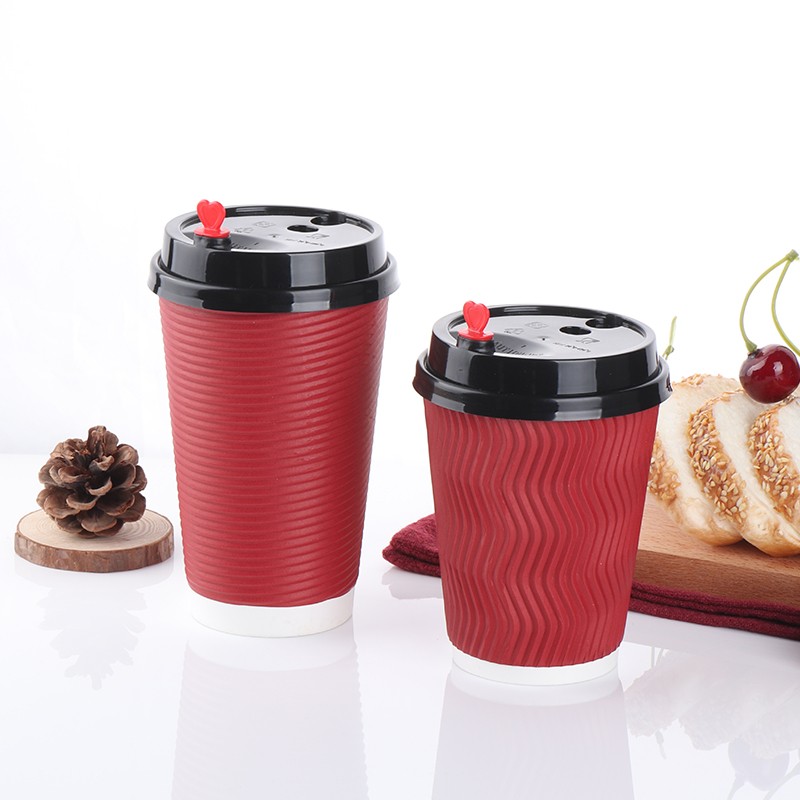 Red Environmentally Friendly Practical Thickened Heat-insulated Biodegradable Corrugated Paper Cup