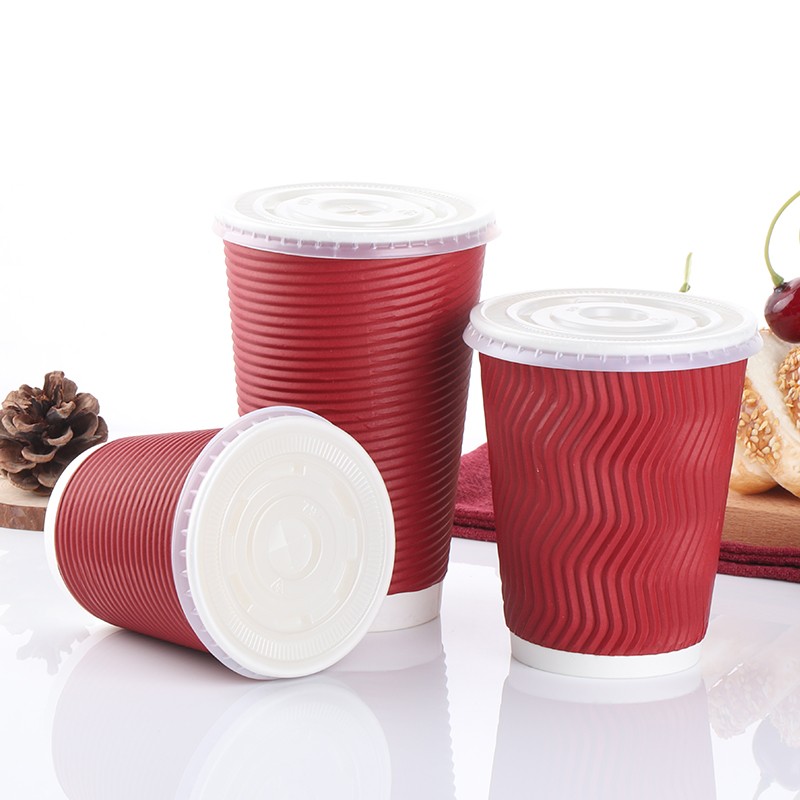 Red Environmentally Friendly Practical Thickened Heat-insulated Biodegradable Corrugated Paper Cup