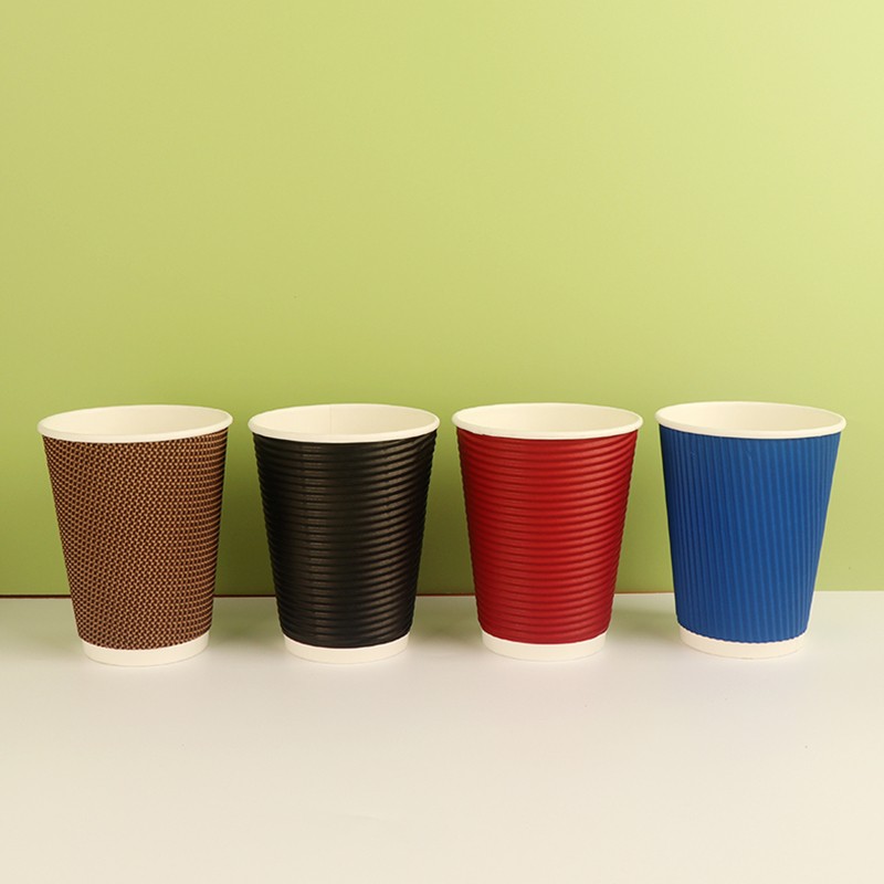 Custom Printed Disposable Recycle 8oz Double Ripple Wall Hot Coffee Paper Cups with Logo