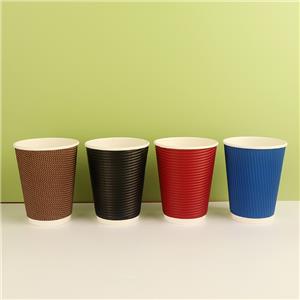 Custom Printed Disposable Recycle 8oz Double Ripple Wall Hot Coffee Paper Cups with Logo