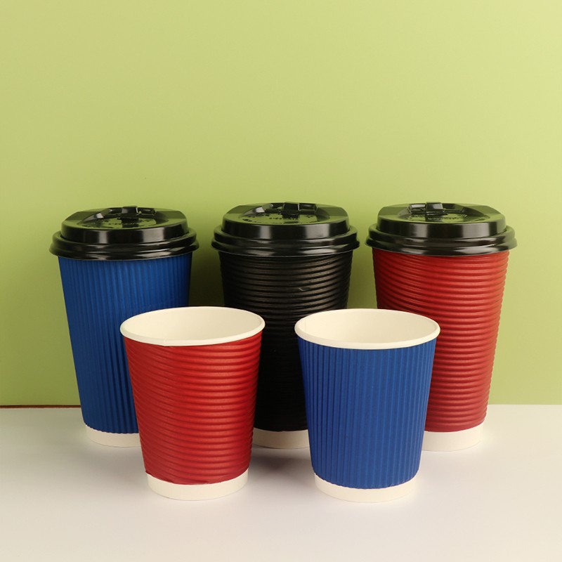 Custom Printed Disposable Recycle 8oz Double Ripple Wall Hot Coffee Paper Cups with Logo