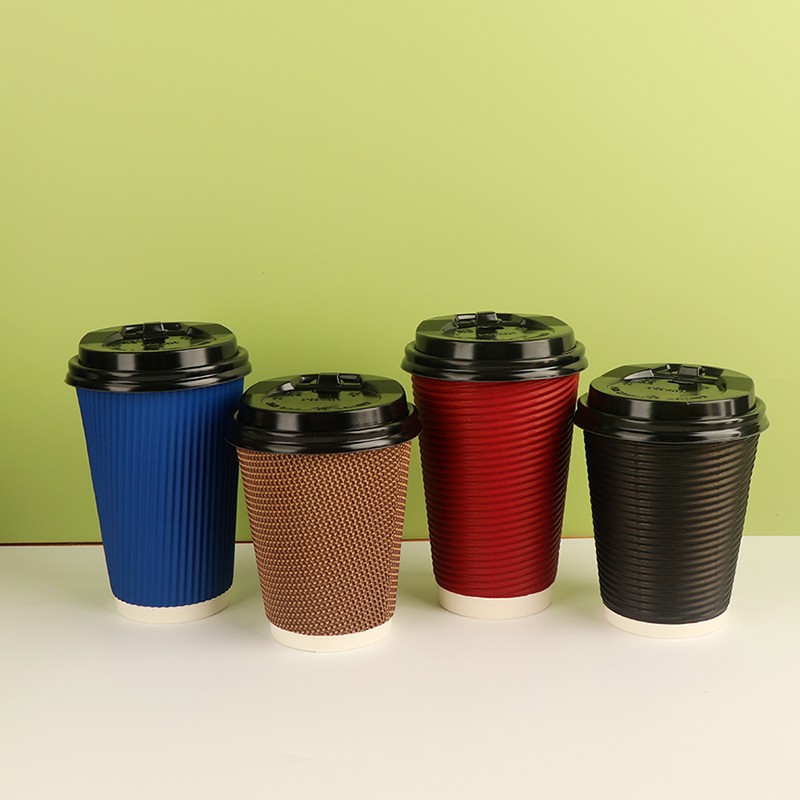 Custom Printed Disposable Recycle 8oz Double Ripple Wall Hot Coffee Paper Cups with Logo