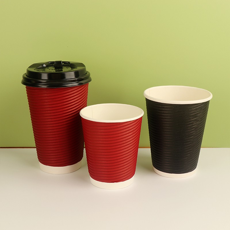 Custom Printed Disposable Recycle 8oz Double Ripple Wall Hot Coffee Paper Cups with Logo