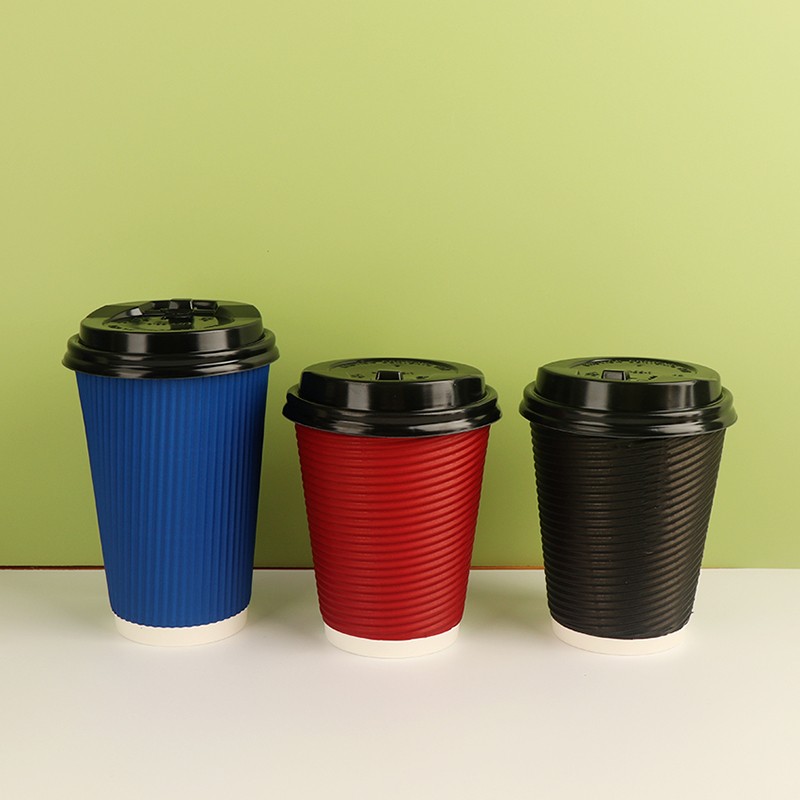 Custom Printed Disposable Recycle 8oz Double Ripple Wall Hot Coffee Paper Cups with Logo
