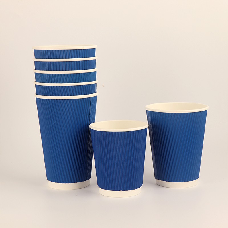 Custom logo 14oz Ripple Wall Hot Drink Disposable Ripple Wall Portable Coffee Paper Cup With Lids