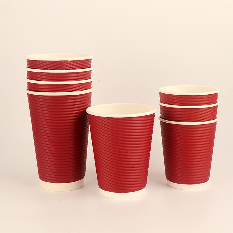 Custom logo 14oz Ripple Wall Hot Drink Disposable Ripple Wall Portable Coffee Paper Cup With Lids