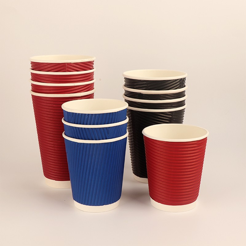 Custom logo 14oz Ripple Wall Hot Drink Disposable Ripple Wall Portable Coffee Paper Cup With Lids