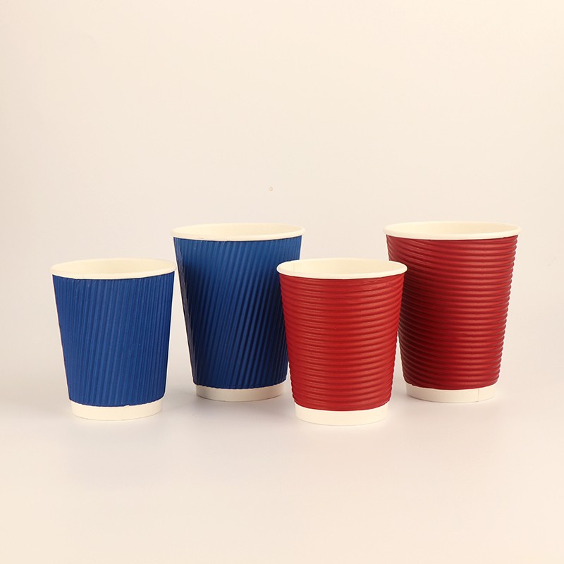 Custom logo 14oz Ripple Wall Hot Drink Disposable Ripple Wall Portable Coffee Paper Cup With Lids