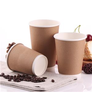 Custom Disposable Kraft Double Wall Paper Tea Coffee Coffe Dispos Takeaway Cup with Lid
