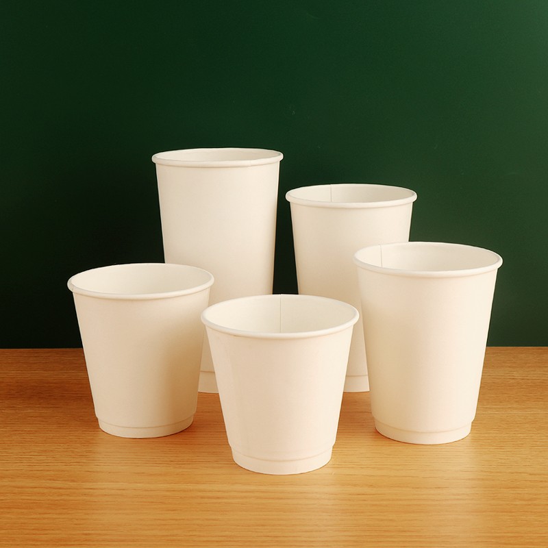 Biodegradable Custom Printed Logo Disposable Double Wall10oz Recycle Paper Cup with Embossing and Lid