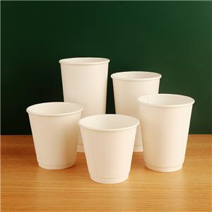 Biodegradable Custom Printed Logo Disposable Double Wall10oz Recycle Paper Cup with Embossing and Lid