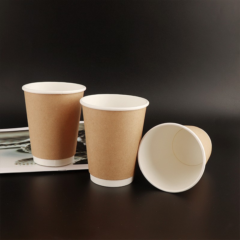 Biodegradable Custom Printed Logo Disposable Double Wall10oz Recycle Paper Cup with Embossing and Lid