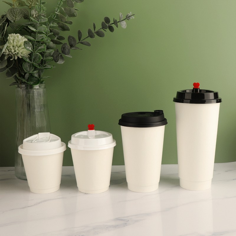 Biodegradable Custom Printed Logo Disposable Double Wall10oz Recycle Paper Cup with Embossing and Lid