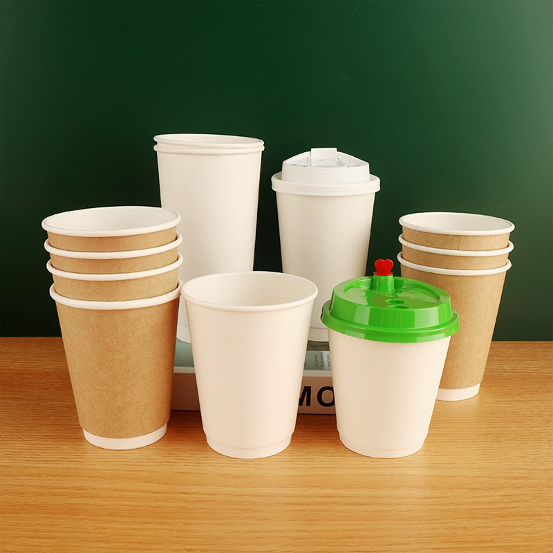 Custom logo Biodegradable 12oz Double-wall Paper Coffee Cups for High-quality Cafes