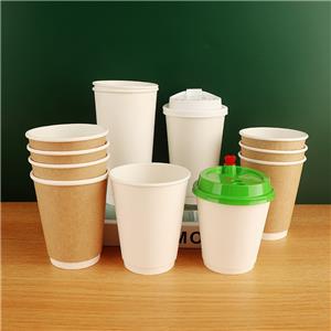 Custom logo Biodegradable 12oz Double-wall Paper Coffee Cups for High-quality Cafes