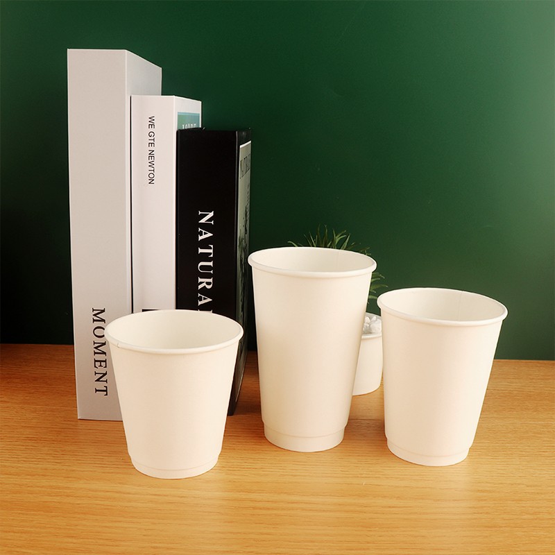 Custom logo Biodegradable 12oz Double-wall Paper Coffee Cups for High-quality Cafes