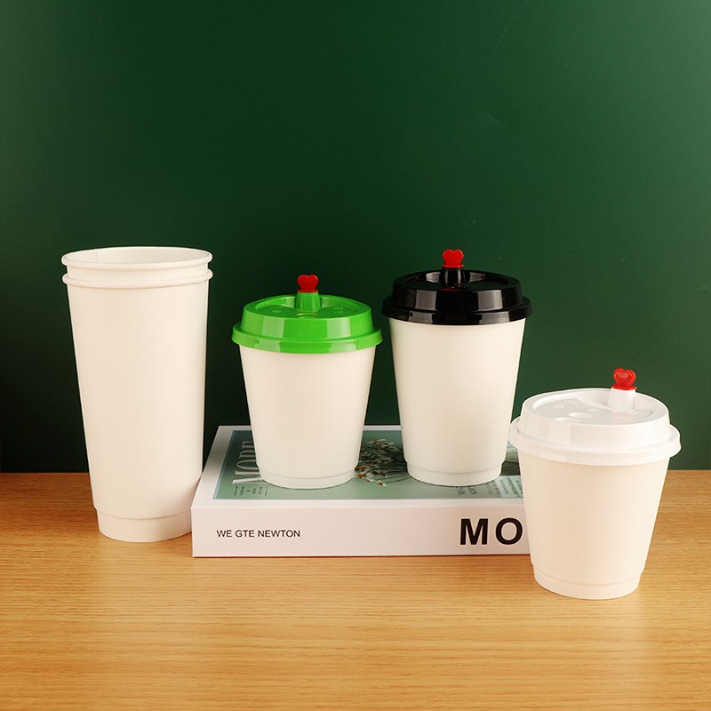 Custom logo Biodegradable 12oz Double-wall Paper Coffee Cups for High-quality Cafes