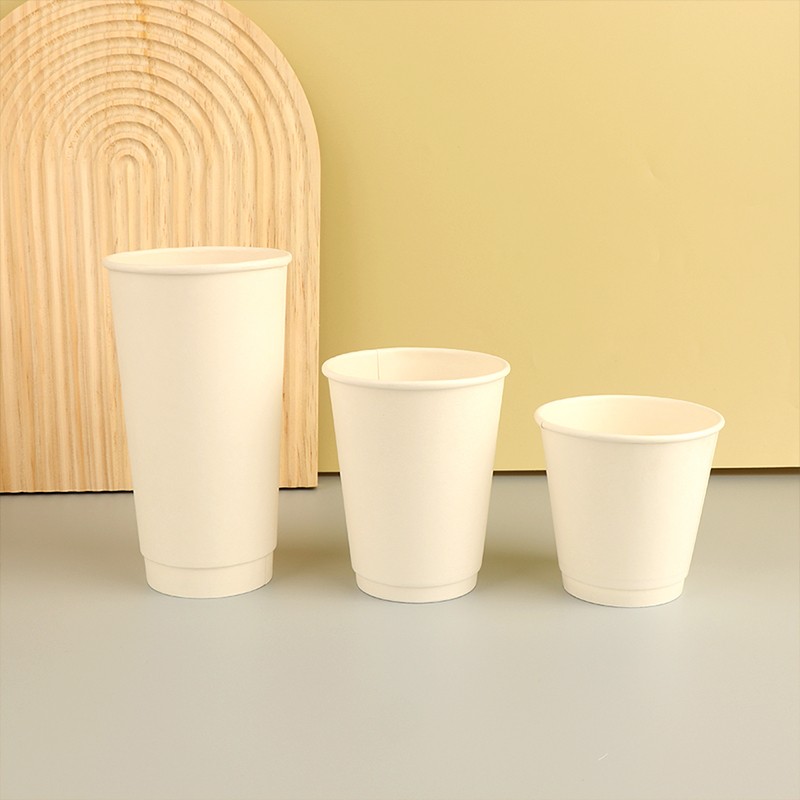 Custom logo Biodegradable 12oz Double-wall Paper Coffee Cups for High-quality Cafes