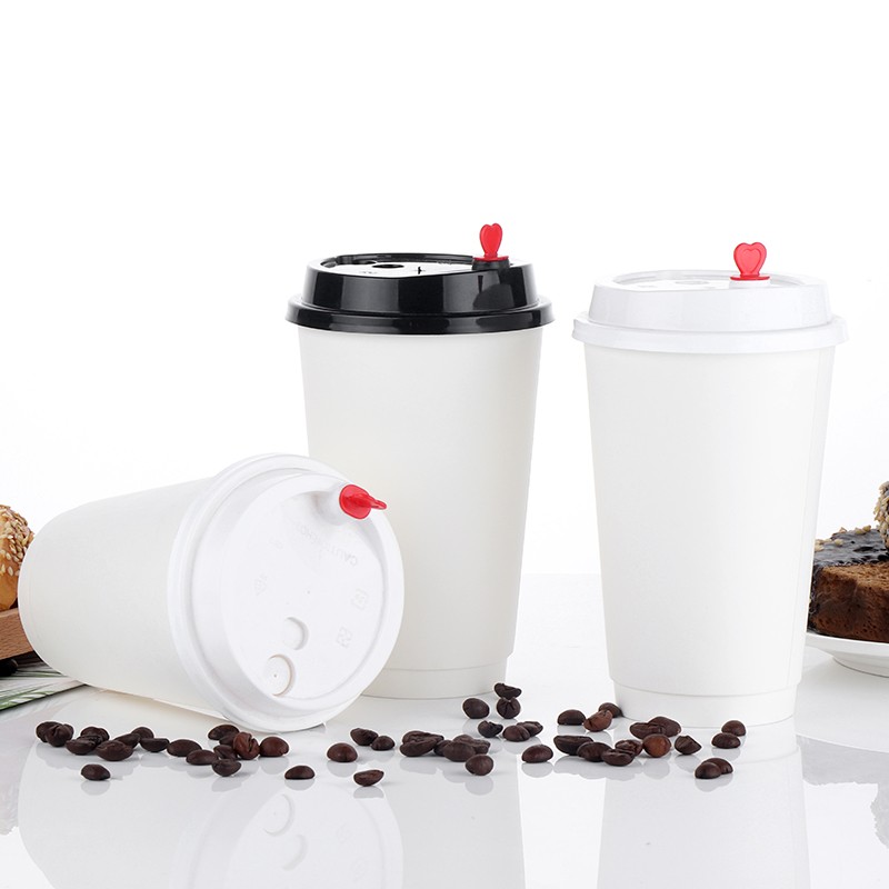 Custom Print LOGO Cafe Wholesale Design 16oz Cup for Hot Drink Double Wall Disposable Paper Coffee Cup With Lid