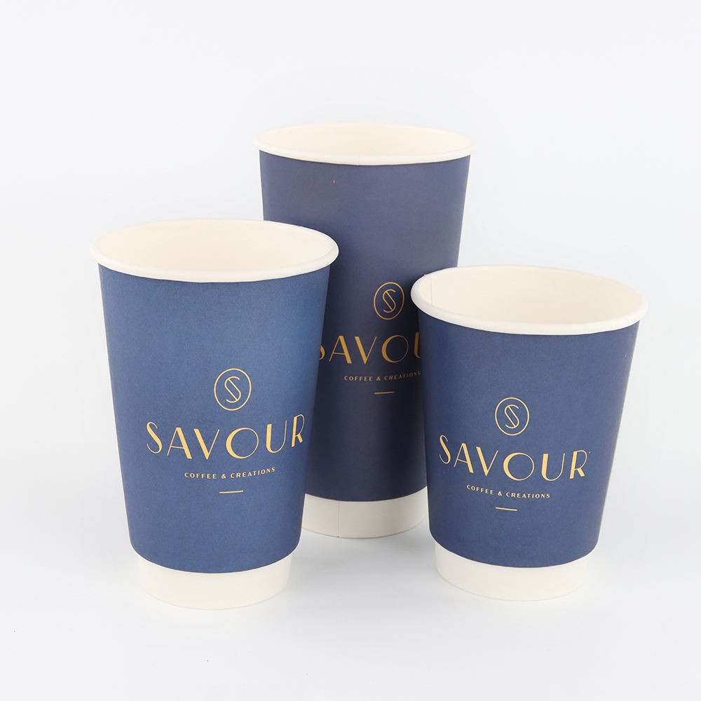 Custom Print LOGO Cafe Wholesale Design 16oz Cup for Hot Drink Double Wall Disposable Paper Coffee Cup With Lid