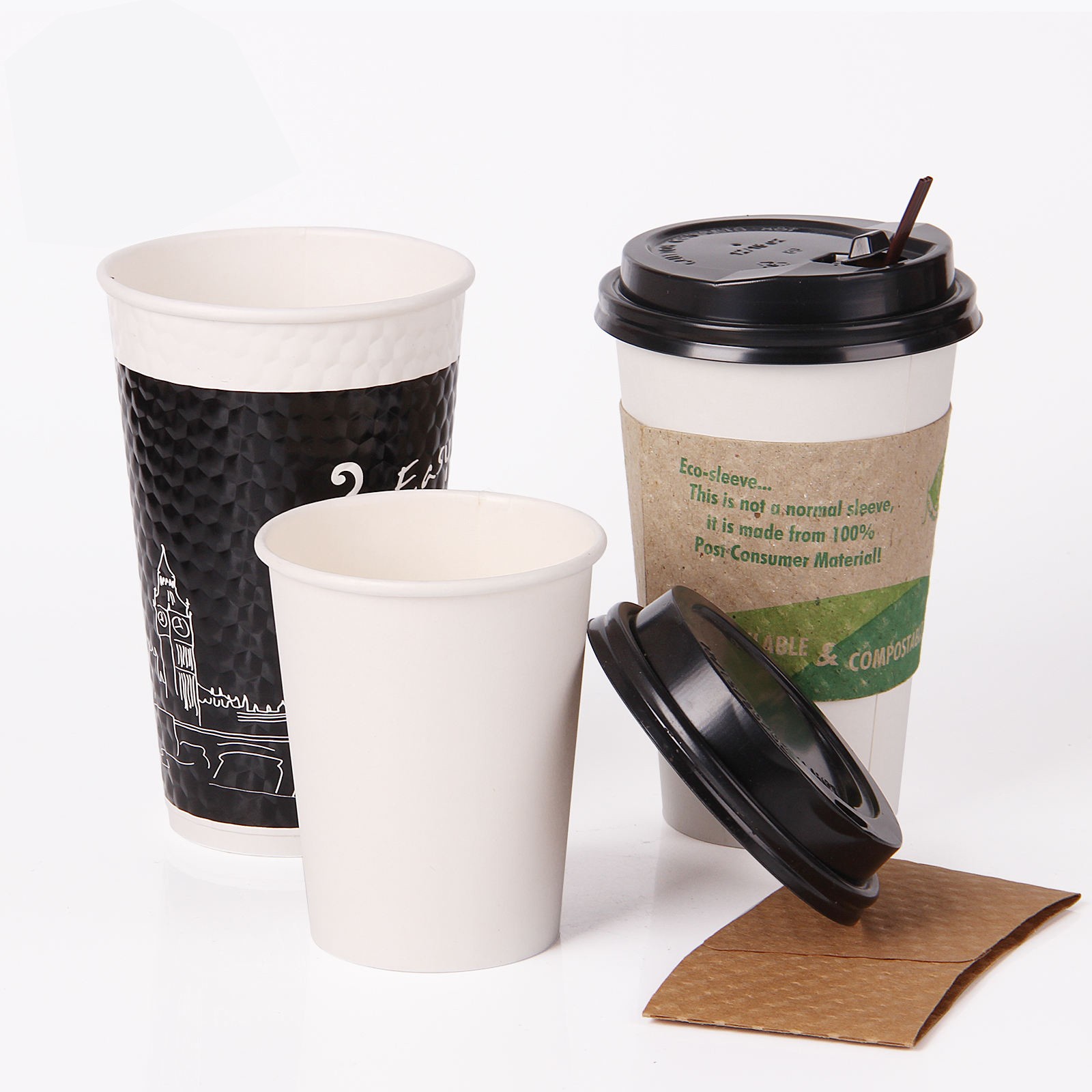 Custom Print logo Set 20oz Take Away Hot Disposable Ripple Double Wall Paper Coffee Cup with Lid