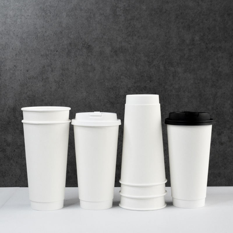 Custom Disposable Double Wall 22oz Paper Cups Recyclable Coffee and Cafe Bakery Cups with Lids