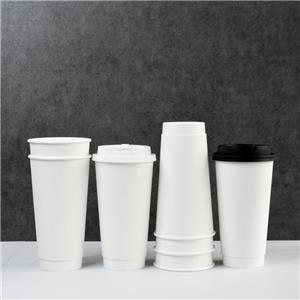 Custom Disposable Double Wall 22oz Paper Cups Recyclable Coffee and Cafe Bakery Cups with Lids