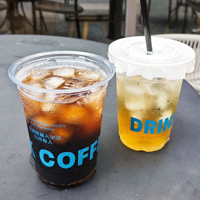 Custom LOGO Printed 92 Caliber Clear Disposable Cup Matcha Boba Milk Tea Ice Coffee Smoothie PET Plastic Cups with Lids and Straws