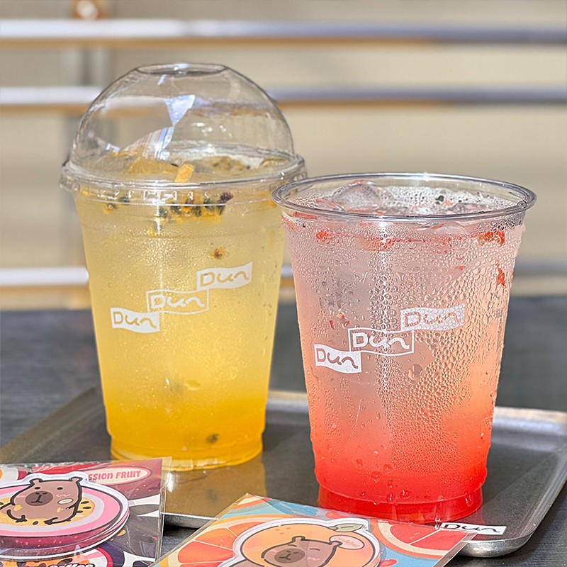 Custom LOGO Printed 92 Caliber Clear Disposable Cup Matcha Boba Milk Tea Ice Coffee Smoothie PET Plastic Cups with Lids and Straws