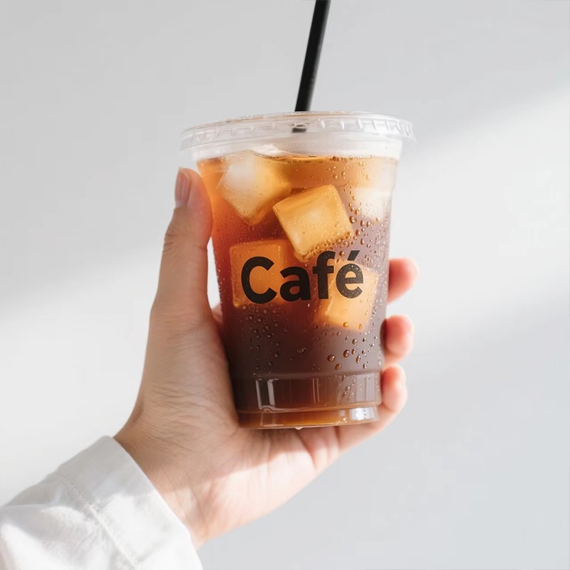 Disposable 90 Caliber PET Milk Tea Cup, Coffee Cold Drink Plastic Cup with Logo, Lemon Tea Transparent Cup