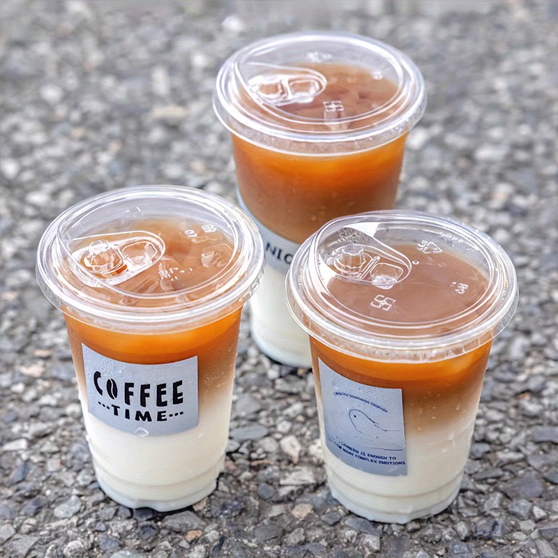 Disposable 90 Caliber PET Milk Tea Cup, Coffee Cold Drink Plastic Cup with Logo, Lemon Tea Transparent Cup