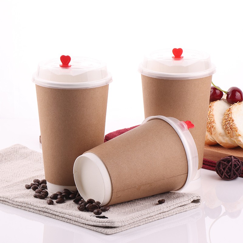 Double wall paper cup for hot beverages