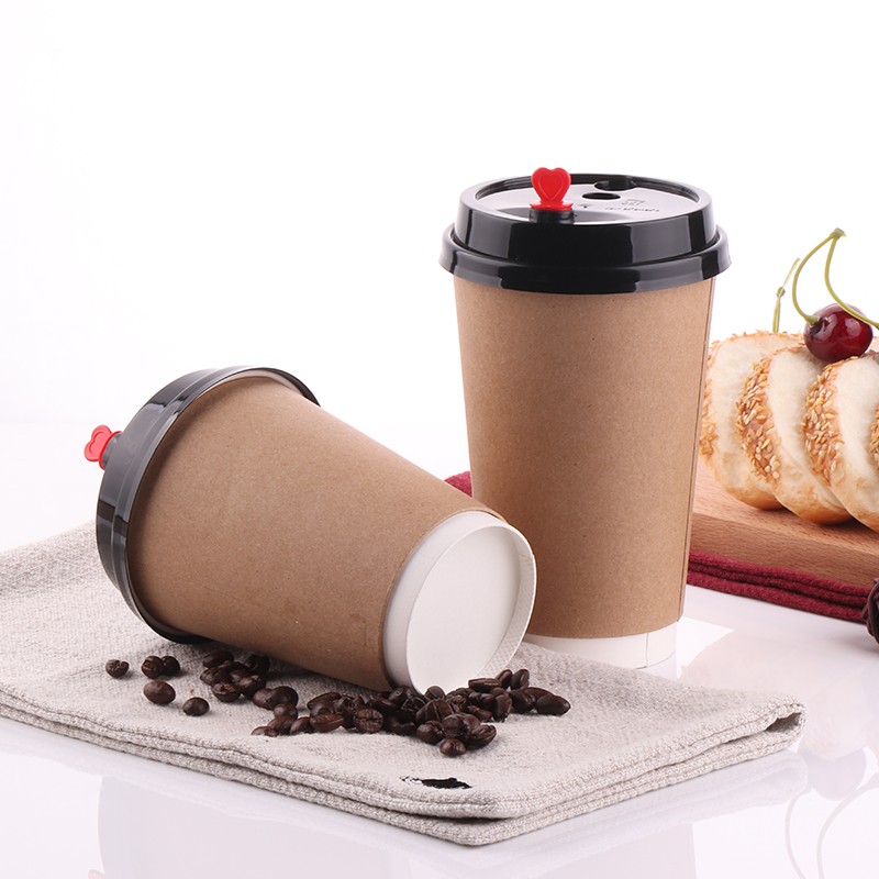 Double wall paper cup for hot beverages