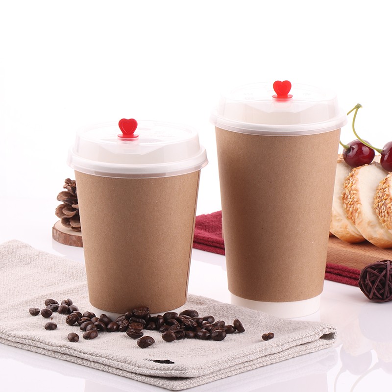 Double wall paper cup for hot beverages