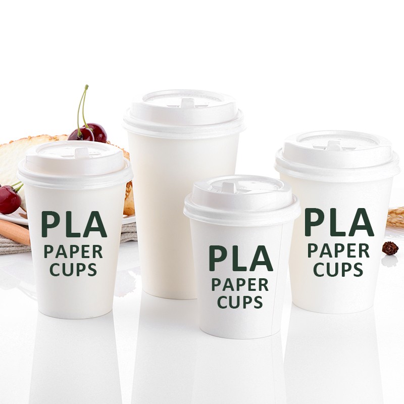 Custom Printed Double Wall Hot Beverage Eco-friendly PLA Paper Coffee Cups With Lid