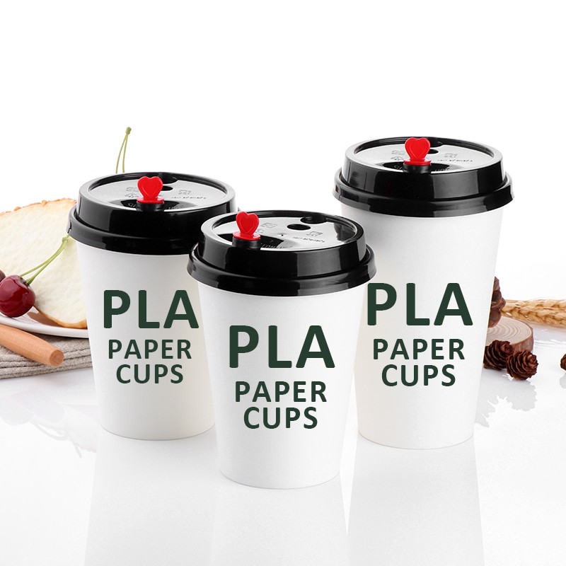 Custom Printed Double Wall Hot Beverage Eco-friendly PLA Paper Coffee Cups With Lid
