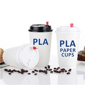 Custom Logo Disposable Double Wall Coffee PLA Paper Cup Waterproof Hot Drink Take Away Cups