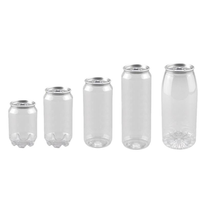 High Quality Disposable Clear PET Can Custom Logo Clod Drink Cup Cake Bottle Pop Can With Easy Open Lid for Beverage Shop