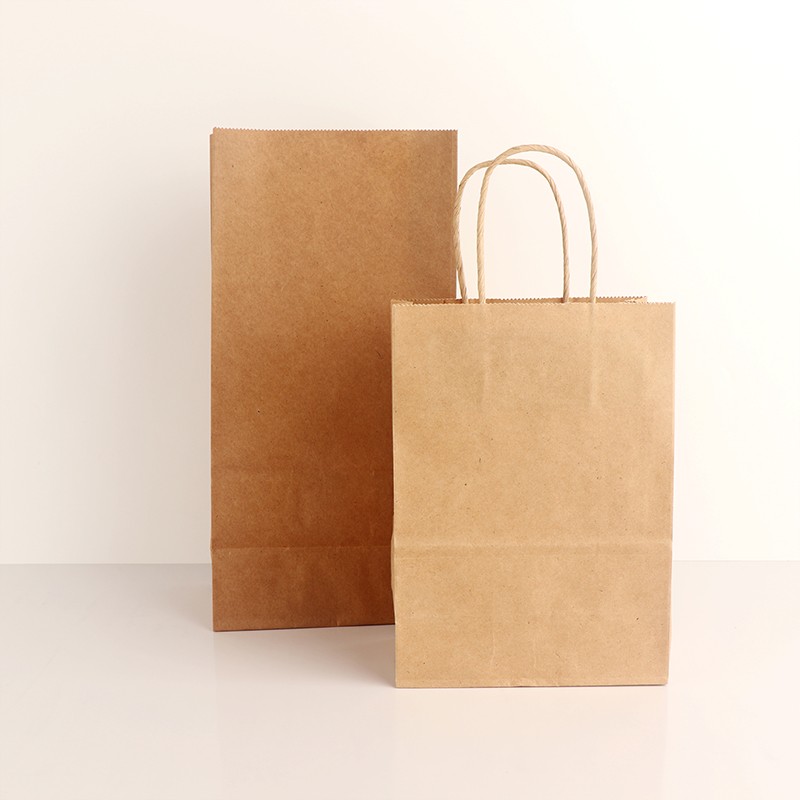 Take Out Coffee to Go Restaurant Carry Bags Disposable Eco-friendly Kraft Grocery Shopping Packaging