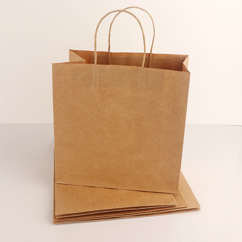 Take Out Coffee to Go Restaurant Carry Bags Disposable Eco-friendly Kraft Grocery Shopping Packaging