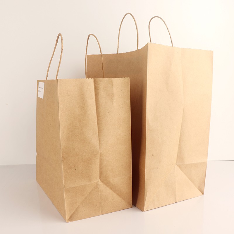 Take Out Coffee to Go Restaurant Carry Bags Disposable Eco-friendly Kraft Grocery Shopping Packaging