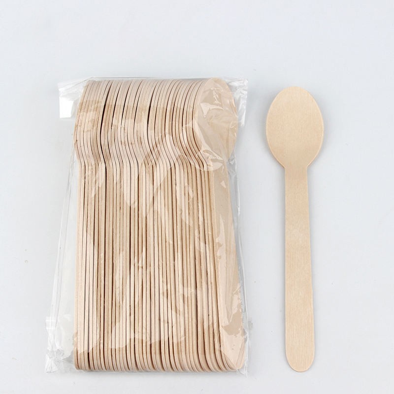 Wholesale Eco Wooden Spoon Manufacturers Restaurant Custom Bamboo Wood Knife Spoon Fork Set Disposable Dinnerware Cutlery Set
