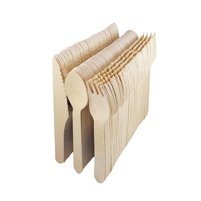 Wholesale Eco Wooden Spoon Manufacturers Restaurant Custom Bamboo Wood Knife Spoon Fork Set Disposable Dinnerware Cutlery Set
