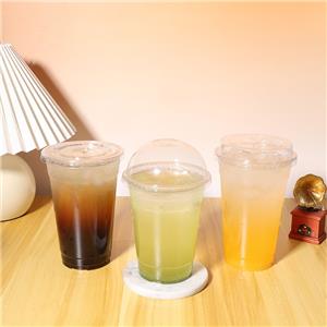 맞춤 로고 투명 애완 동물 일회용 플라스틱 콜드 드링크 커피 아이스크림 유리 컵 (뚜껑 포함)