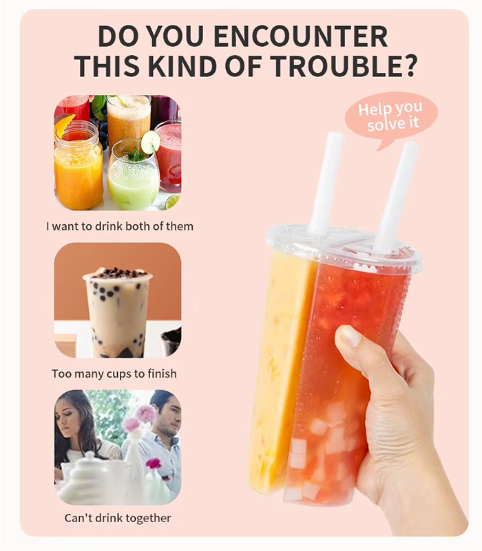 A split cup for two drinks A split cup for two drinks